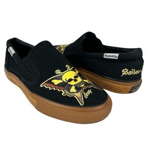 Converse Sailor Jerry Men’s 8 | W‎ 9.5 Slip On Shoes Skull Butterfly Black Gum